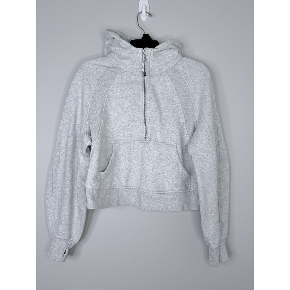 LULULEMON Womens Scuba Oversized Half-Zip Hoodie XS/S Crop Heathered Lt Gray